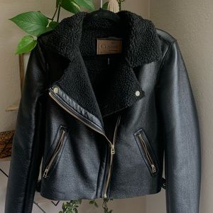 sherpa lined leather jacket